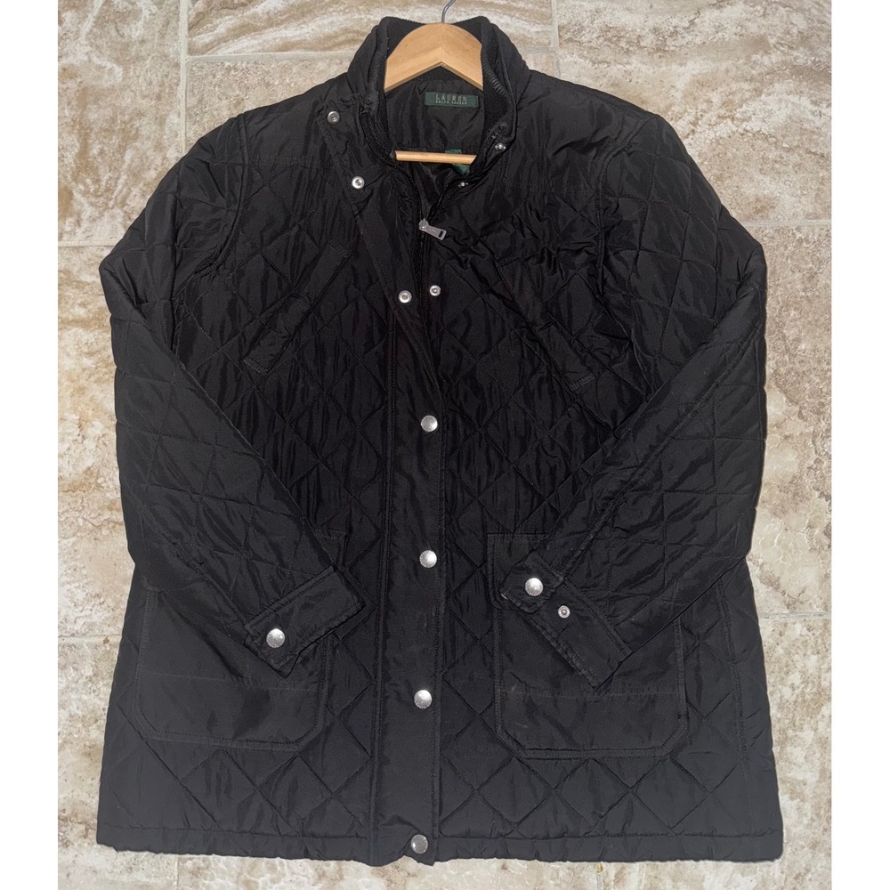 Lauren‎ Ralph Lauren Women's Black Quilted Barn Coat Jacket XL